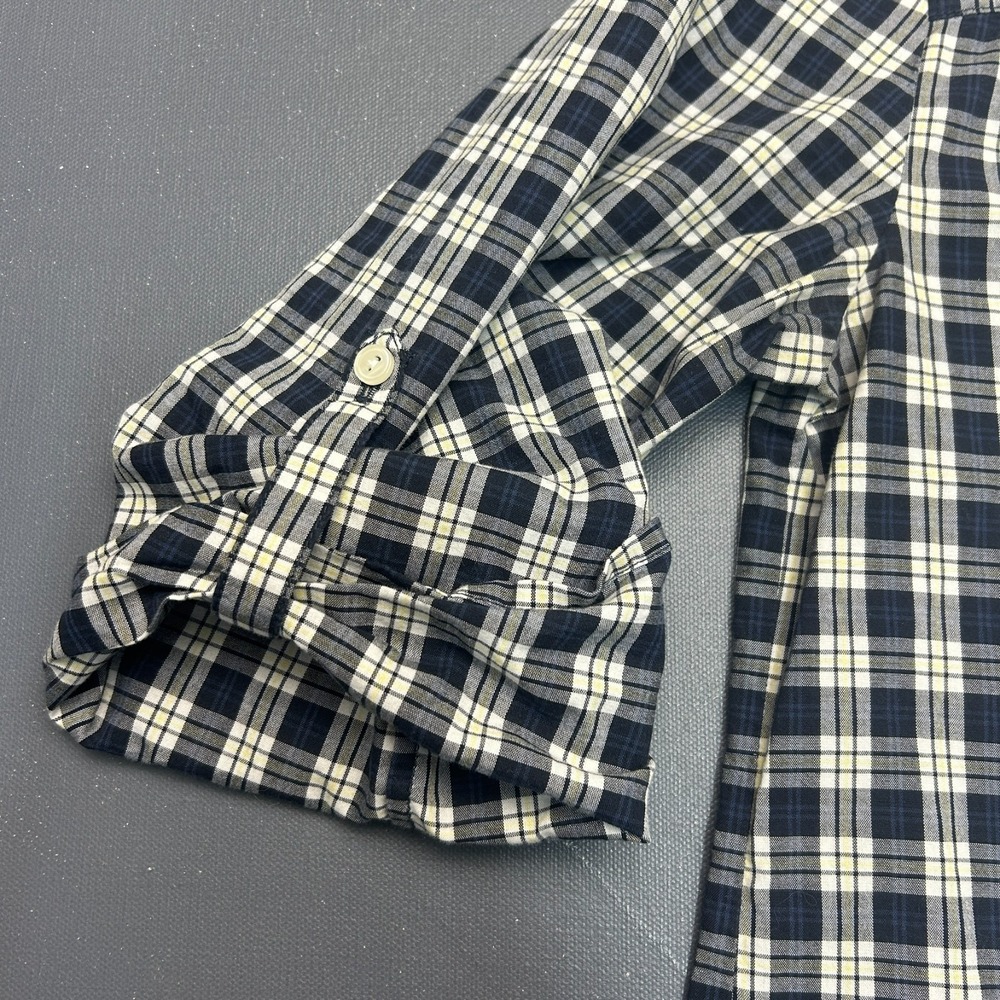 Lucky Brand Plaid Blouse Women's Size Small Black White Gingham 3/4 Sleeve Top - Picture 3 of 11